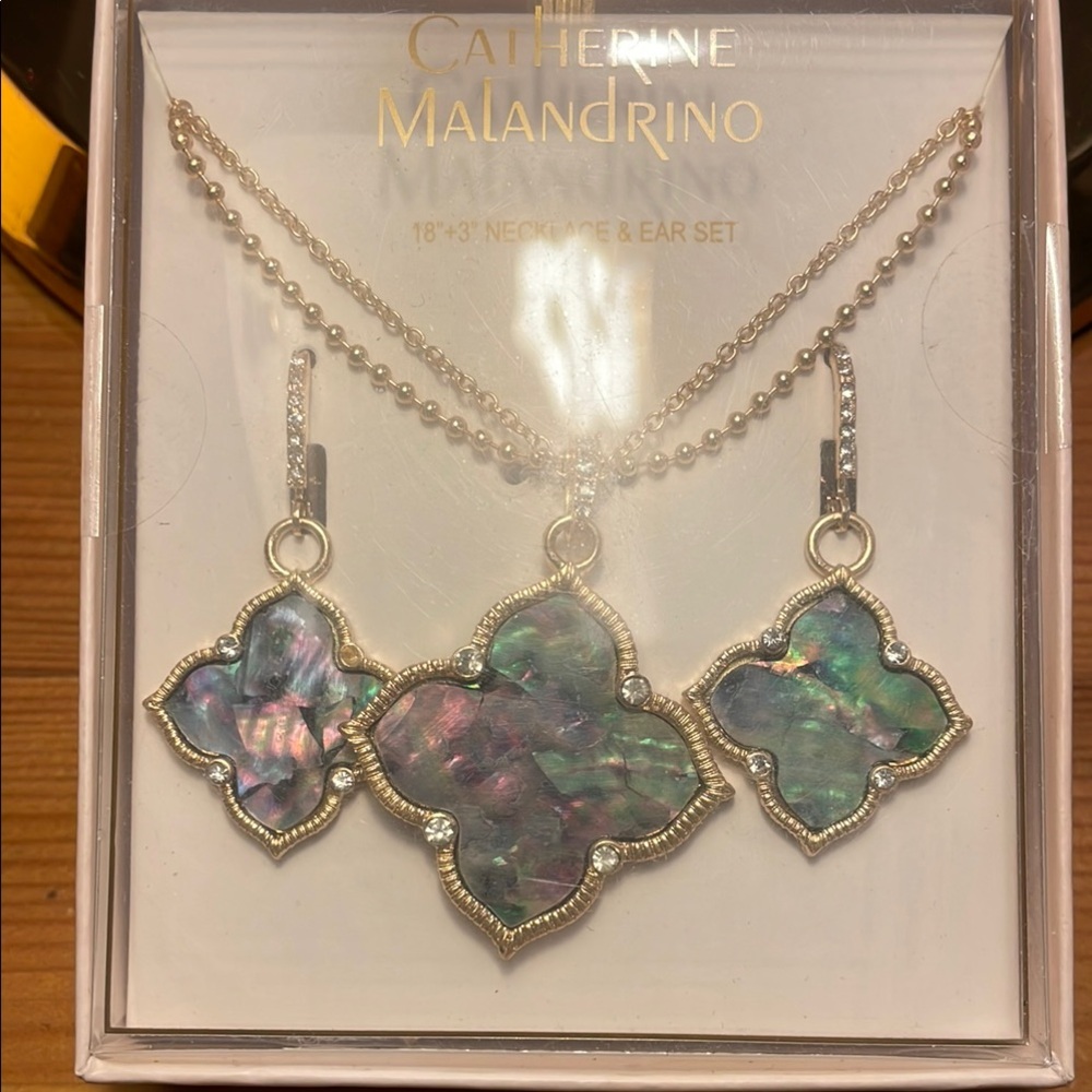 Catherine Malandrino Gold and Green Necklace & Earring Set - Picture 3 of 3